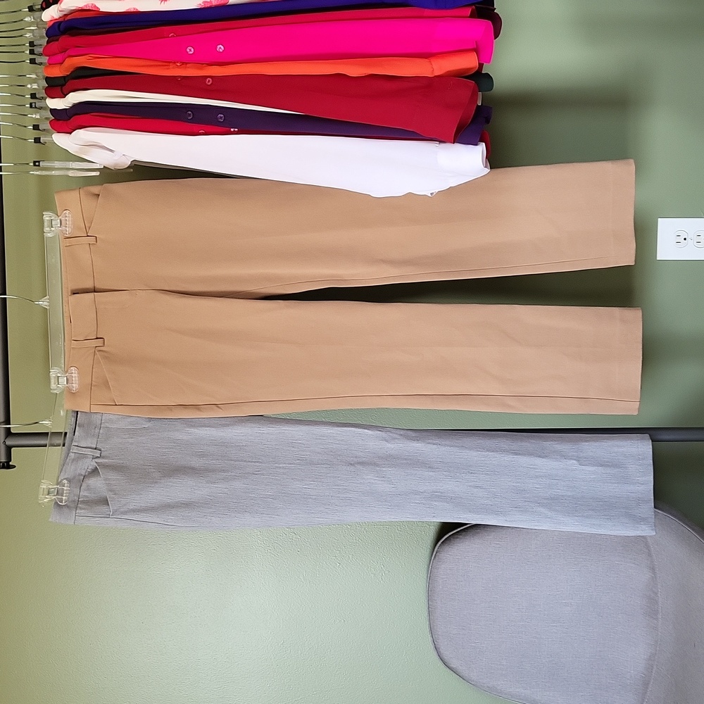 Express Boot Cut Dress Pants in Tan and Light Gray
